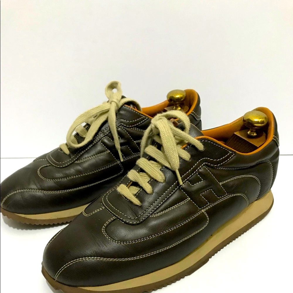 Hermès H logo leather sneakers